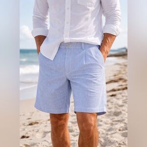 Jos. A. Bank Seersucker Shorts Blue White Stripe Size 34